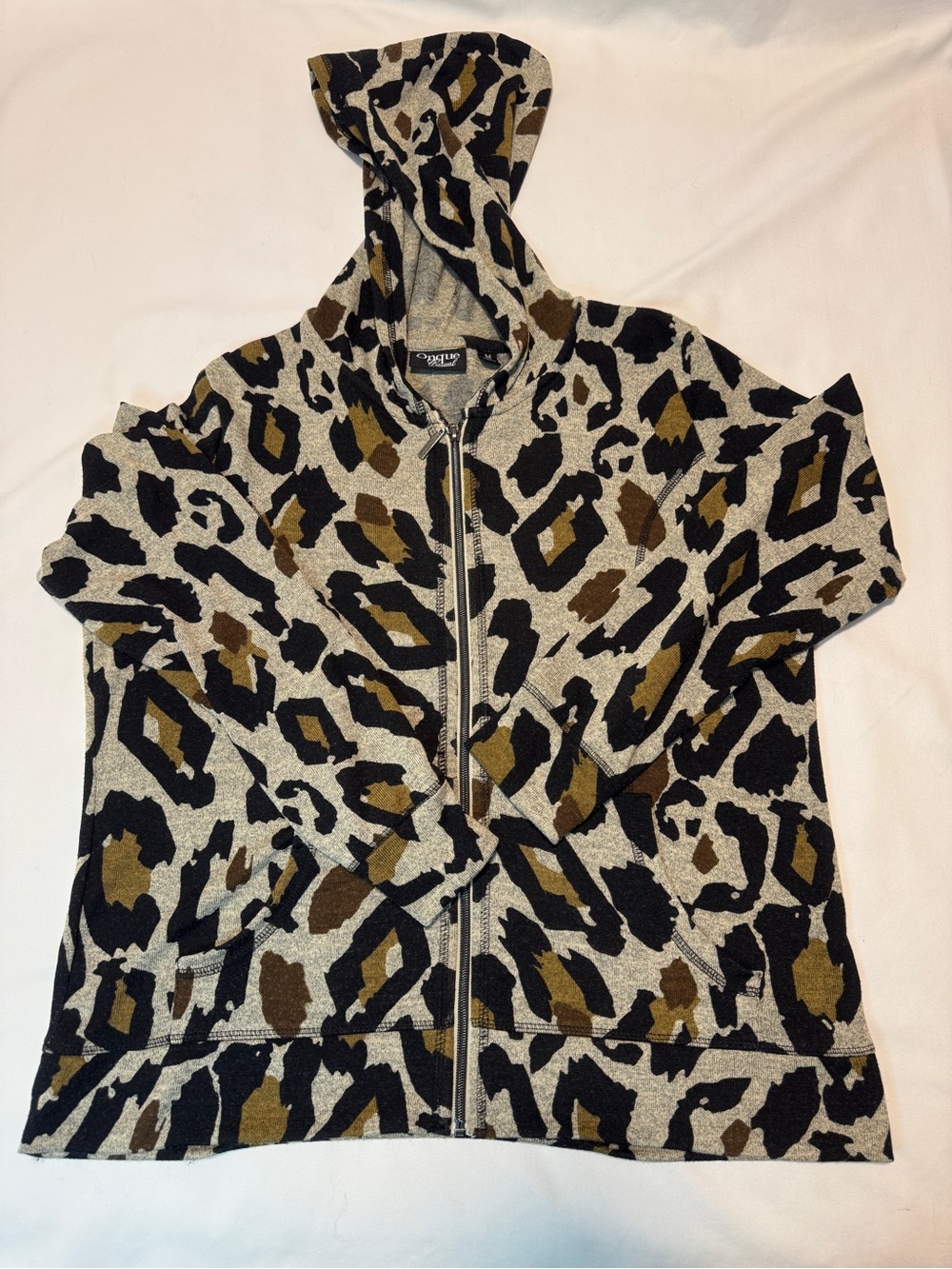 Onque Casuals Hooded Leopard Print Sweater in Black, Brown, Cream